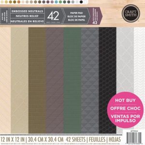 Paper Pad 12  x 12  Embossed neutrals 42 sheets - CRAFT SMITH