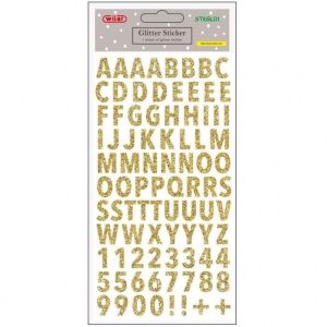 Stickers Alfabeto Glitter Oro 1 foglio - WILER