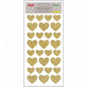 Stickers Glitter Cuori Oro 1 foglio - WILER